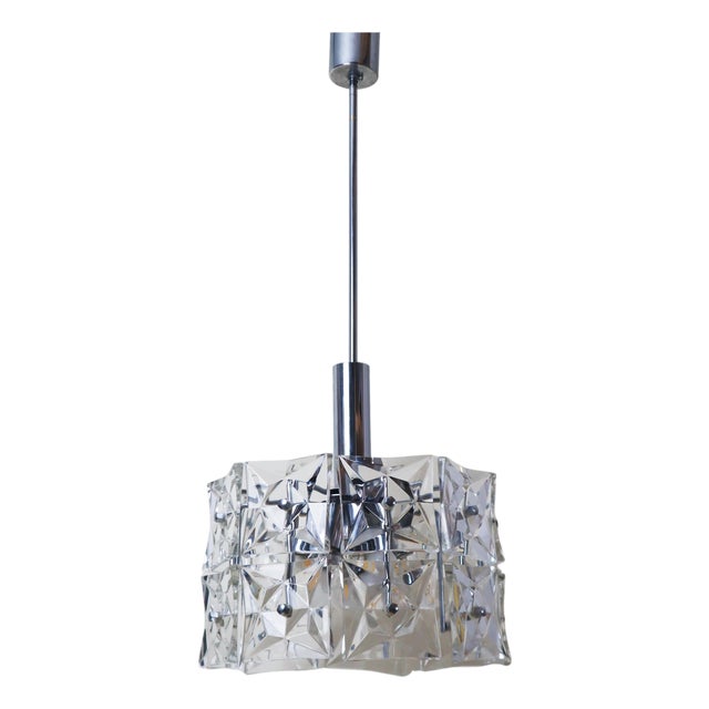 Mid-Century Modern Crystal 7-Light Pendant Lamp with Glass by Kinkeldey, Germany, 1960s For Sale