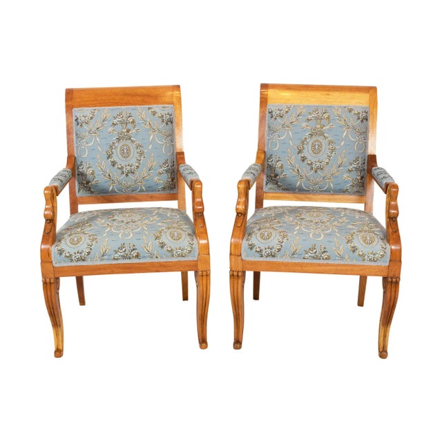 Early 19th Century Empire Biedermeier Plumwood Swan Armchairs, Set of 2 For Sale - Image 10 of 11