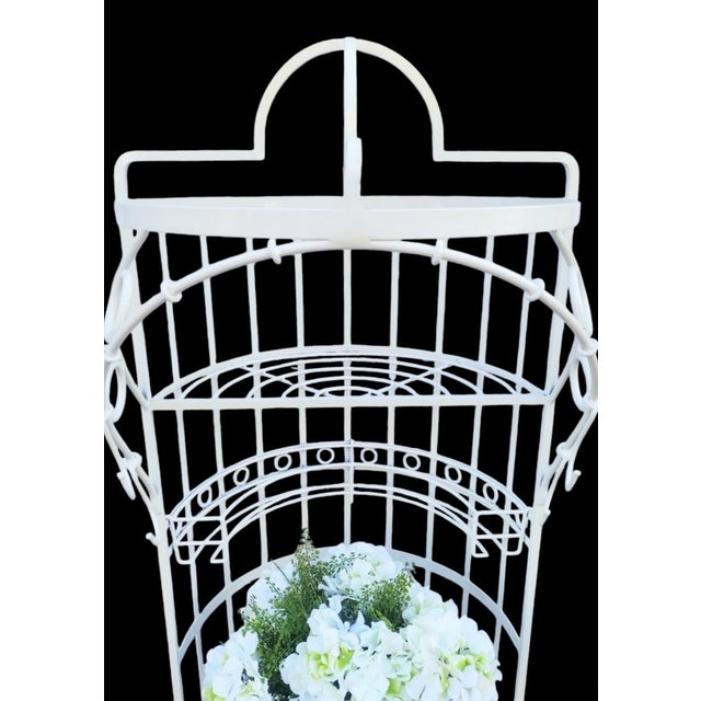 Traditional Vintage Massive Lacquered Iron Marble White 28 Bottle Freestanding Pagoda Top Wine Rack Holder For Sale - Image 3 of 9