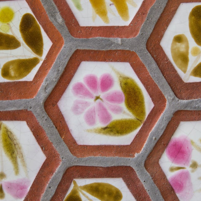 French Hexagonal Floral Ceramic Tile Coffee Table by Roger Capron No. 02, 1950s For Sale - Image 9 of 11