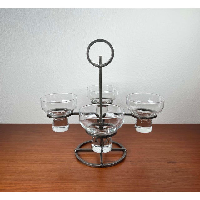 Metal Vintage Danish Candleholder in Wrought Iron and Glass, 1970s For Sale - Image 7 of 13