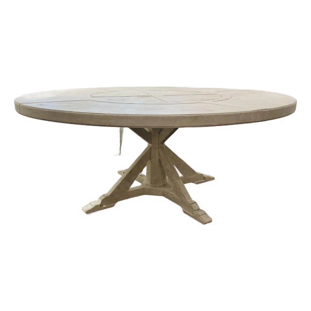 Jonathan Charles Organic Modern White Washed Lazy Susan Dining Table For Sale