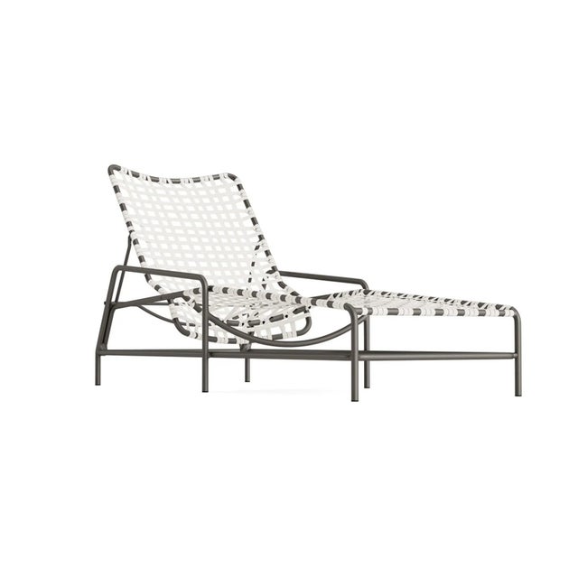 Brown Jordan Kantan Aluminum Vinyl Chaise Lounge, Mica frame with White Lite fabric For Sale - Image 12 of 12
