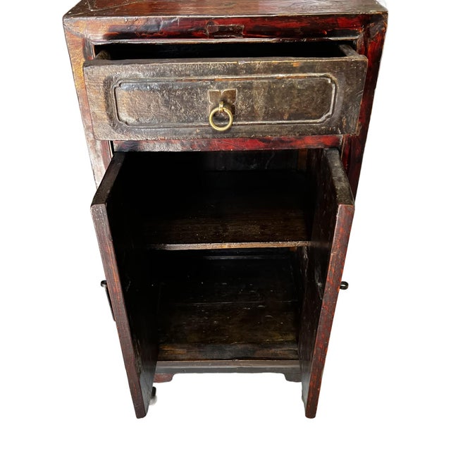 Antique Chinese Country Cabinet Night Stand With Patina For Sale - Image 4 of 8