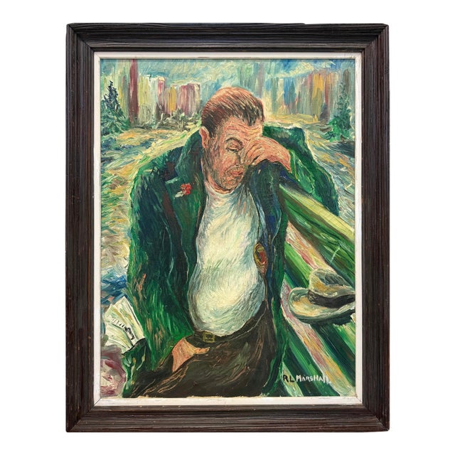 1940s Expressionist Impasto Oil Painting Signed r.l. Marshall For Sale