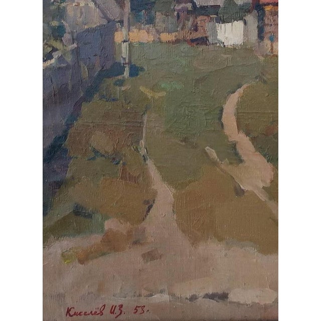 1950s Autumn Landscape Oil Painting, Ukrainian Village Art 78-58,5 For Sale - Image 4 of 6