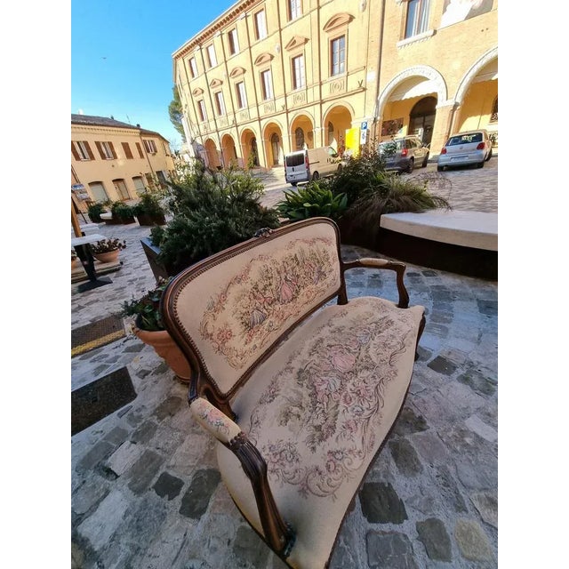 Wood Vintage Floral Sofa and 2 Armchairs, 1930s, Set of 3 For Sale - Image 7 of 9