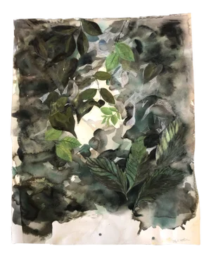Large Original Abstract Foliage Watercolor Painting