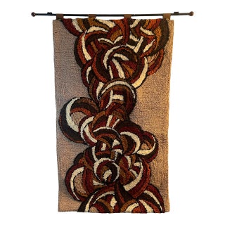 Vintage Mid Century Modern Abstract Wall Tapestry Carpet 1960s 1970s For Sale