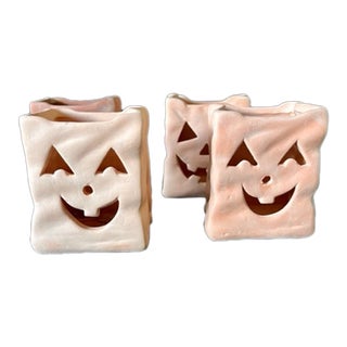 Vintage Pumpkin Terracotta “Paper Bag” Luminaries - Set of 4 For Sale