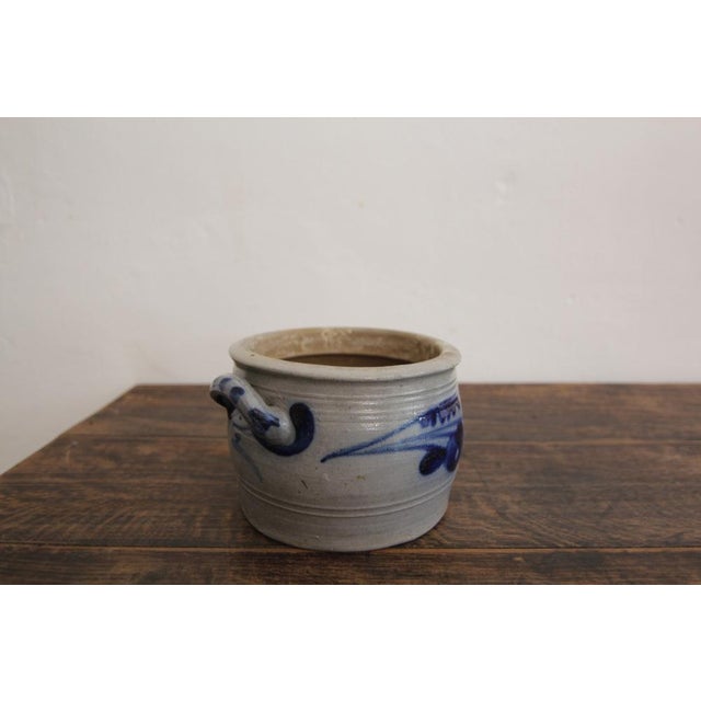 German Folk Art Grey and Cobalt Blue Stoneware Jar, 1890s For Sale - Image 10 of 12