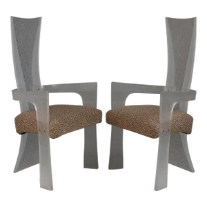1970s Vintage Hill Manufacturing Style Tall High Back Lucite Armchairs with Frosted Texture - a Pair