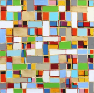 ''Multi Pattern'' Contemporary Abstract Oil Painting by Petra Rös-Nickel