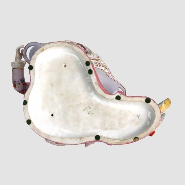 Pink 1880 Sevres Attr. Bisque Porcelain Figural Sweetmeat Dish For Sale - Image 8 of 9