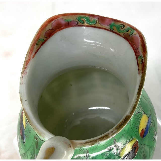Antique Chinese Export Porcelain Famille Verte”boc Choy Leaf” Creamer Pitcher For Sale - Image 10 of 12