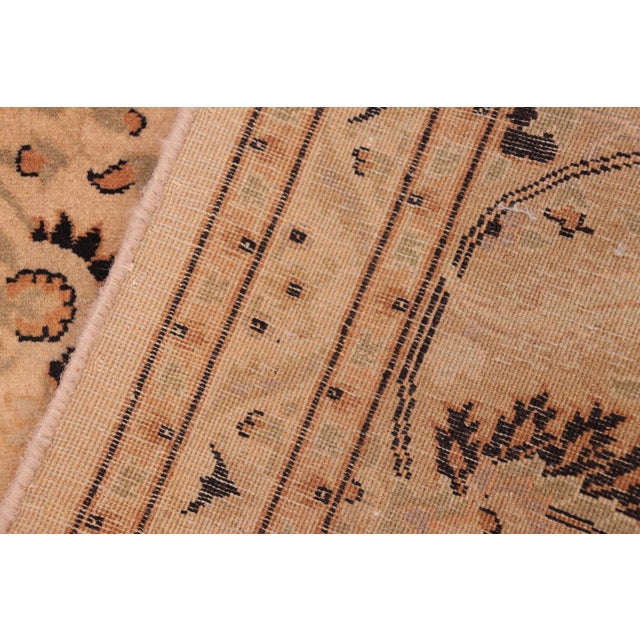 Textile Shabby Chic 1990's Pak-Persian Tan/Green Wool Rug - 6'1'' X 8'11'' For Sale - Image 7 of 9
