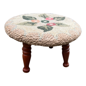 1970s Needlepoint Petite Stool With Floral Details