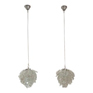 Pair of Mid-Century Murano Glass Pendants For Sale