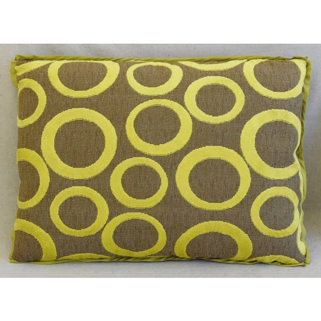 Modern Abstract Cut Velvet Lime Circles Feather Down Pillows 22 X