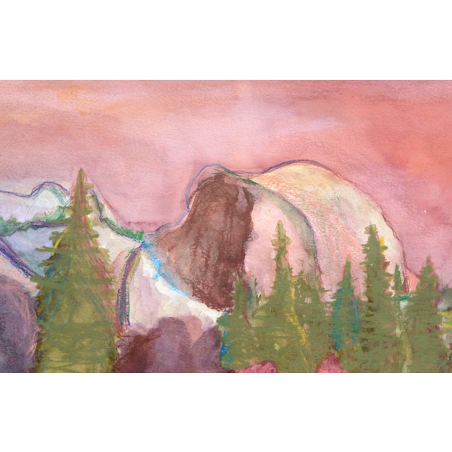 Half Dome in Pastel Colors, Yosemite National Park Fauvist Landscape Watercolor by Karen Druker For Sale - Image 4 of 8