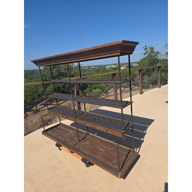 Mercantile Iron and Wood Display Rack With Drawers For Sale - Image 15 of 17