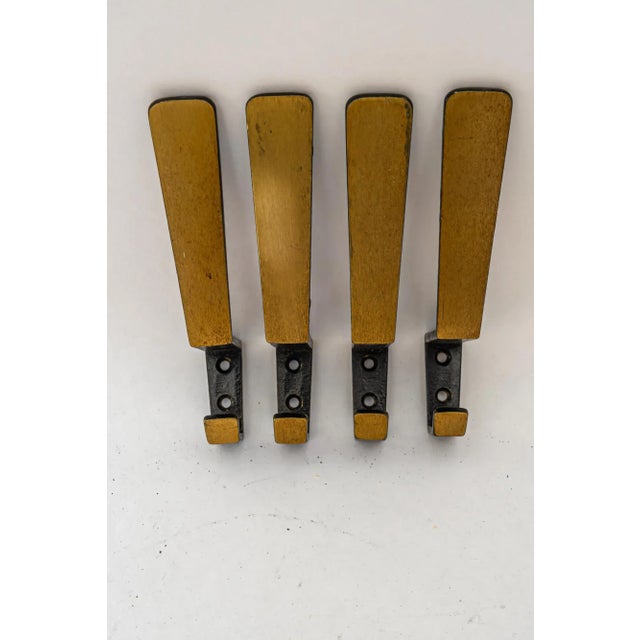 Brass Wall Hooks, 1950s, Set of 4 For Sale - Image 4 of 6