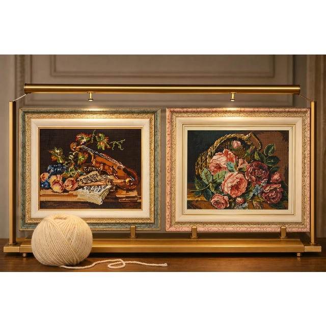 Fine embroidery made entirely of wool, with a dense and detailed weave that gives depth and relief to the subjects....