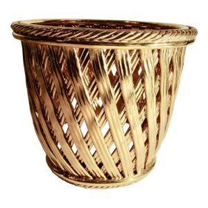Italian Mid Century Gilt Porcelain Woven Basket