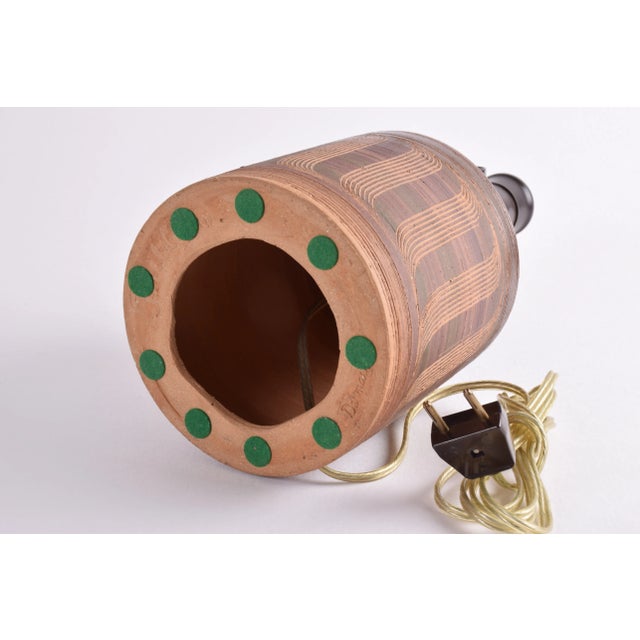 Mid-Century Danish Brown and Purple Striped Ceramic Table Lamp by Jytte Trebbien, 1960s For Sale - Image 9 of 13