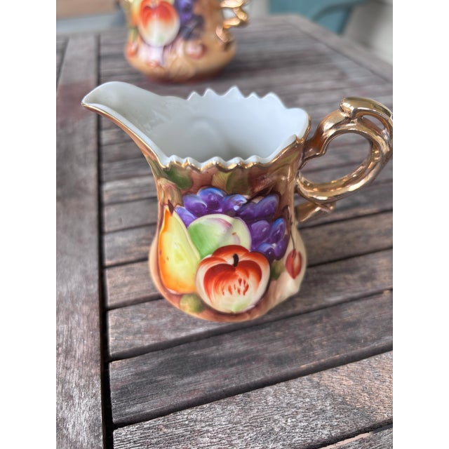 Mid-Century Modern Lefton China Heritage Brown Handpaiinted Fruit Tea Set For Sale - Image 3 of 5