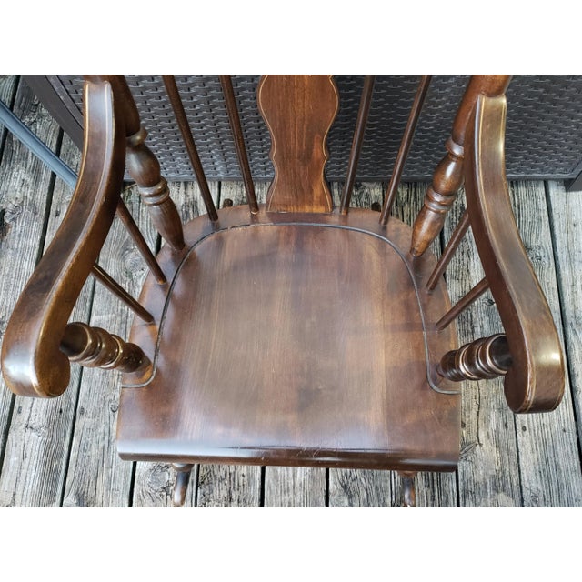 Vintage American Large Walnut Rocking Arm Chair For Sale In Washington DC - Image 6 of 10