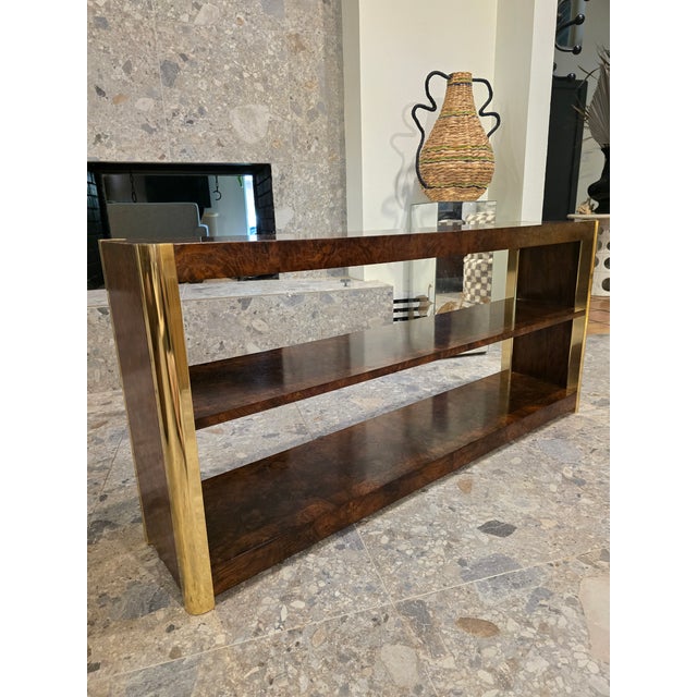Mid 20th Century Mid 20th Century Beautiful Burl and Golden Brass Sideboard by Century Furniture, Attributed For Sale - Image 5 of 16