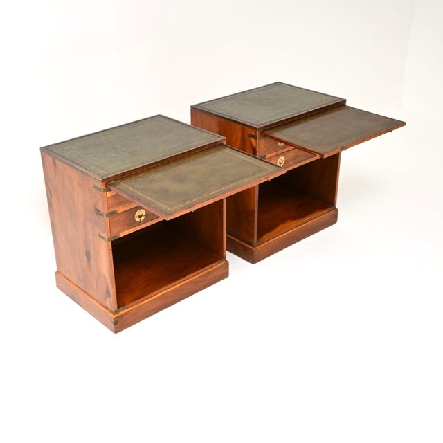 Antique Yew Wood Bedside Tables, 1930, Set of 2 For Sale - Image 4 of 11