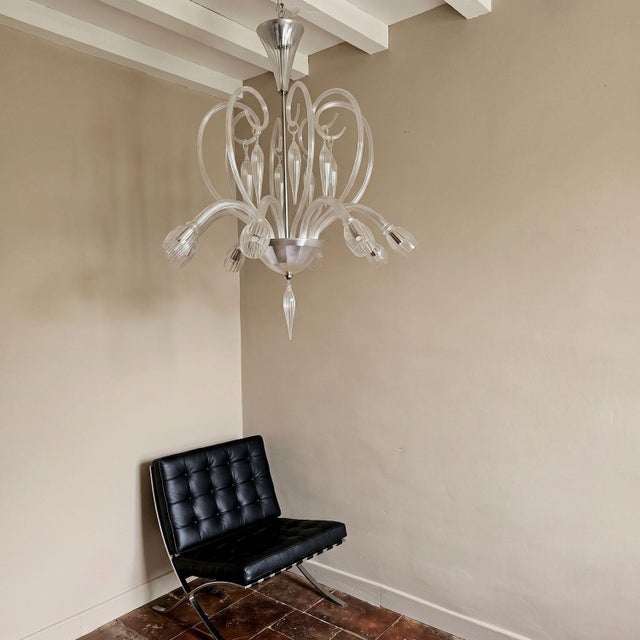 Venini 1970s Murano Glass Mid-Century Modern Chandeliers - A Pair For Sale - Image 4 of 15