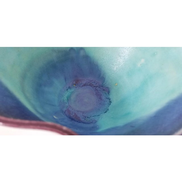 Vintage Purple and Blue Turquoise Glazed Pottery Bowls - a Pair For Sale In Miami - Image 6 of 8