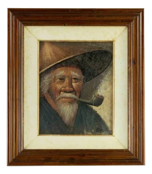 Buntoon Brothers, Man with Pipe, Oil on Canvas, 1970s