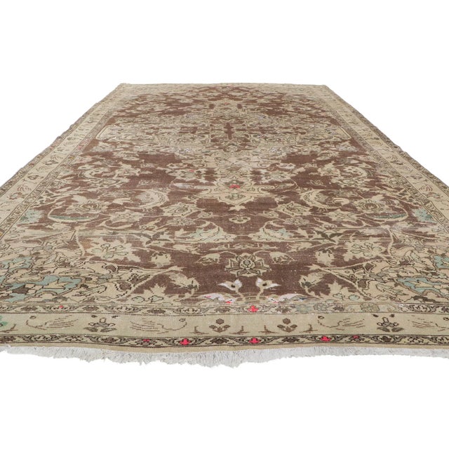 Rustic Antique-Worn Persian Faridan Rug - 07'05 X 12'03 For Sale - Image 3 of 11