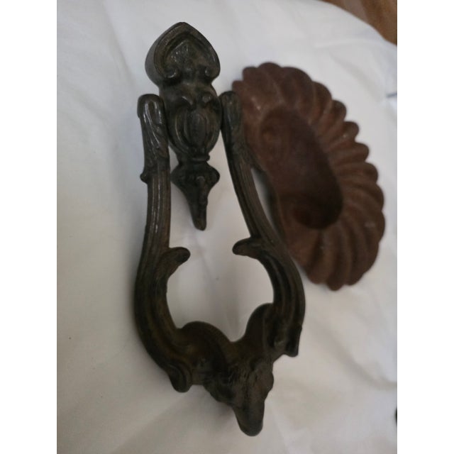 Metal Victorian Cast Iron Knocker and Shell For Sale - Image 7 of 9