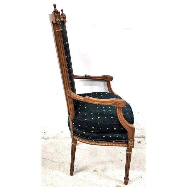 Italian Vintage Italian Renaissance Directoire Hunter Green Desk Dining Accent Armchair For Sale - Image 3 of 13