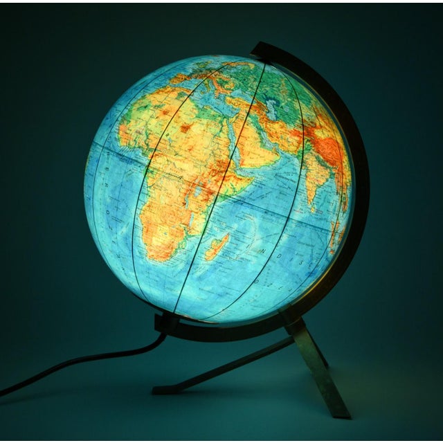 Vintage German Illuminated World Globe from JRO, 1970s, in Good conditions. Designed 1970 to 1979 This piece has an...