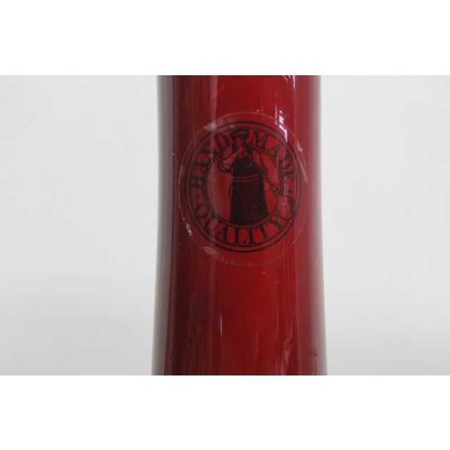 Ruby Red Teardrop Art Glass Vase Hand Blown Mid Century Modern Style 5083b For Sale - Image 4 of 13