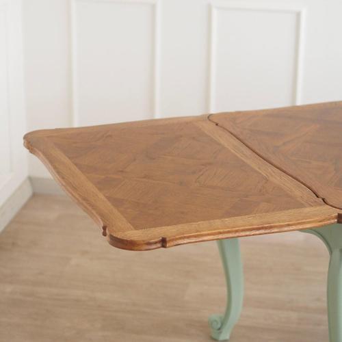 French Country Style Mint Green Dining Table with Inlaid Top, 1920s For Sale - Image 12 of 18