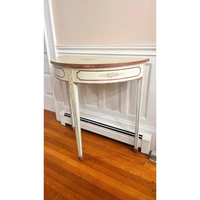 Late 20th Century 1990s Maitland-Smith Demilune Hand-Painted Console Table For Sale - Image 5 of 12