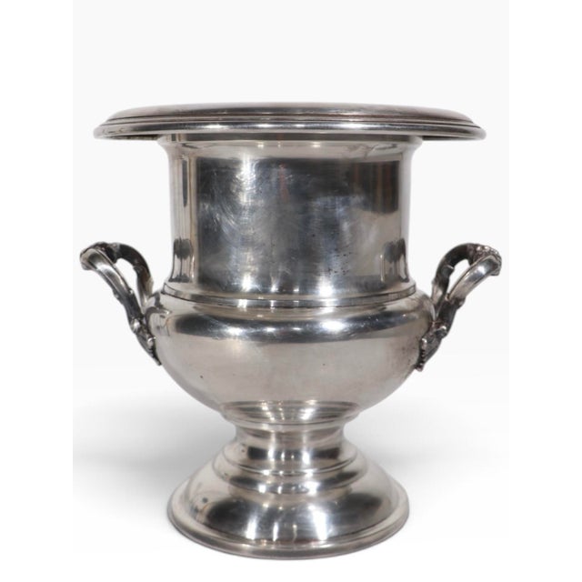 Metal Vintage Silver Plate Champagne Ice Bucket by Crescent For Sale - Image 7 of 18