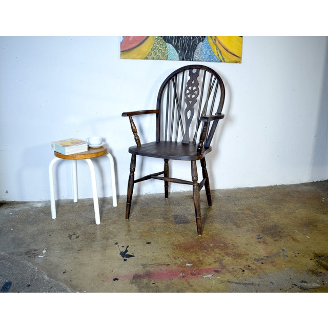 Brown Vintage Windsor Wheelback Chair, 1920s For Sale - Image 8 of 9