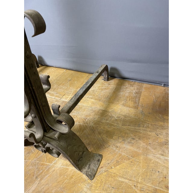 Wrought Iron Andirons, 1930, Set of 2 For Sale - Image 7 of 8