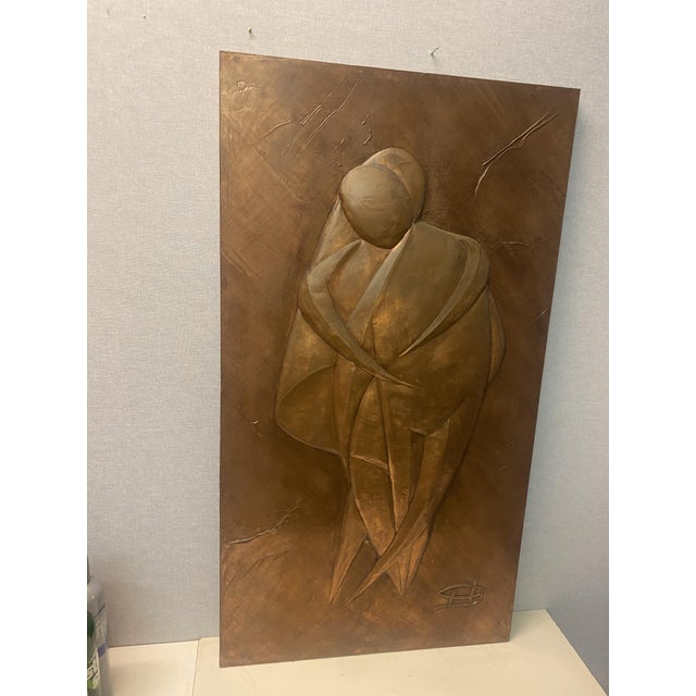 Wall Decoration in Metal & Copper with Abstract Familyscene, 1970s For Sale - Image 4 of 13