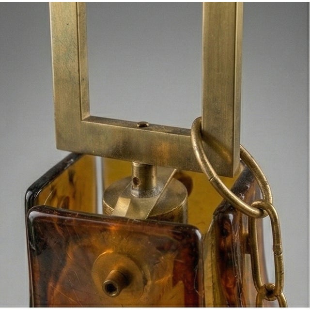 1960s Mid-Century Modern Italian Floral Glass Tulip Pendant Lamp, 1960s For Sale - Image 5 of 9