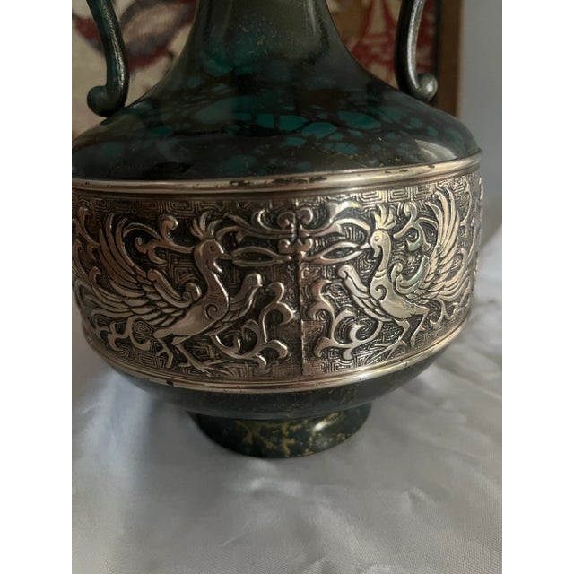Metal Vintage Japanese Bronze Dragon Motif Amphora Vessel For Sale - Image 7 of 8