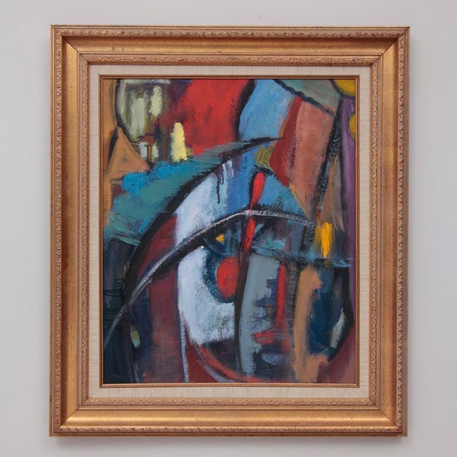 Abstract Oil Painting on Canvas, Signed A. Feld, 2011, framed in a gilt wood frame with linen mat.